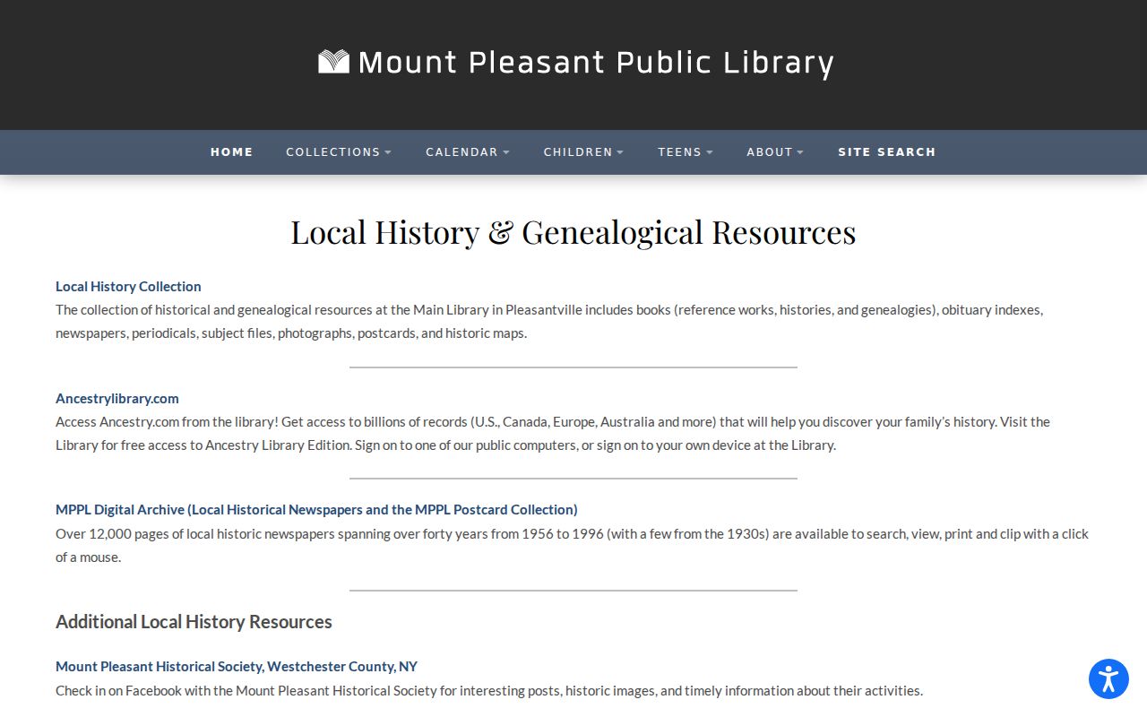 Mount Pleasant city directory local-history collection access