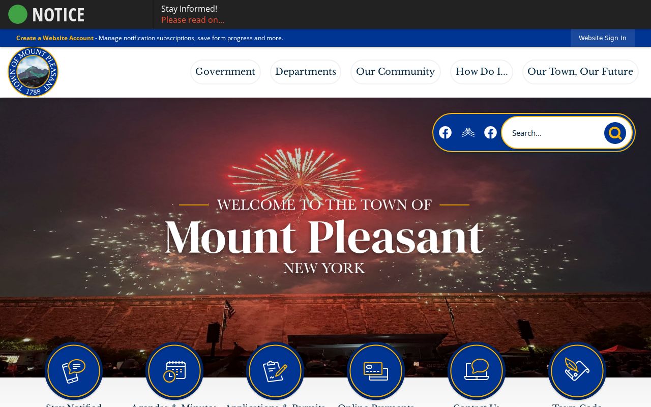 Mount Pleasant residents directory route through the official Town homepage