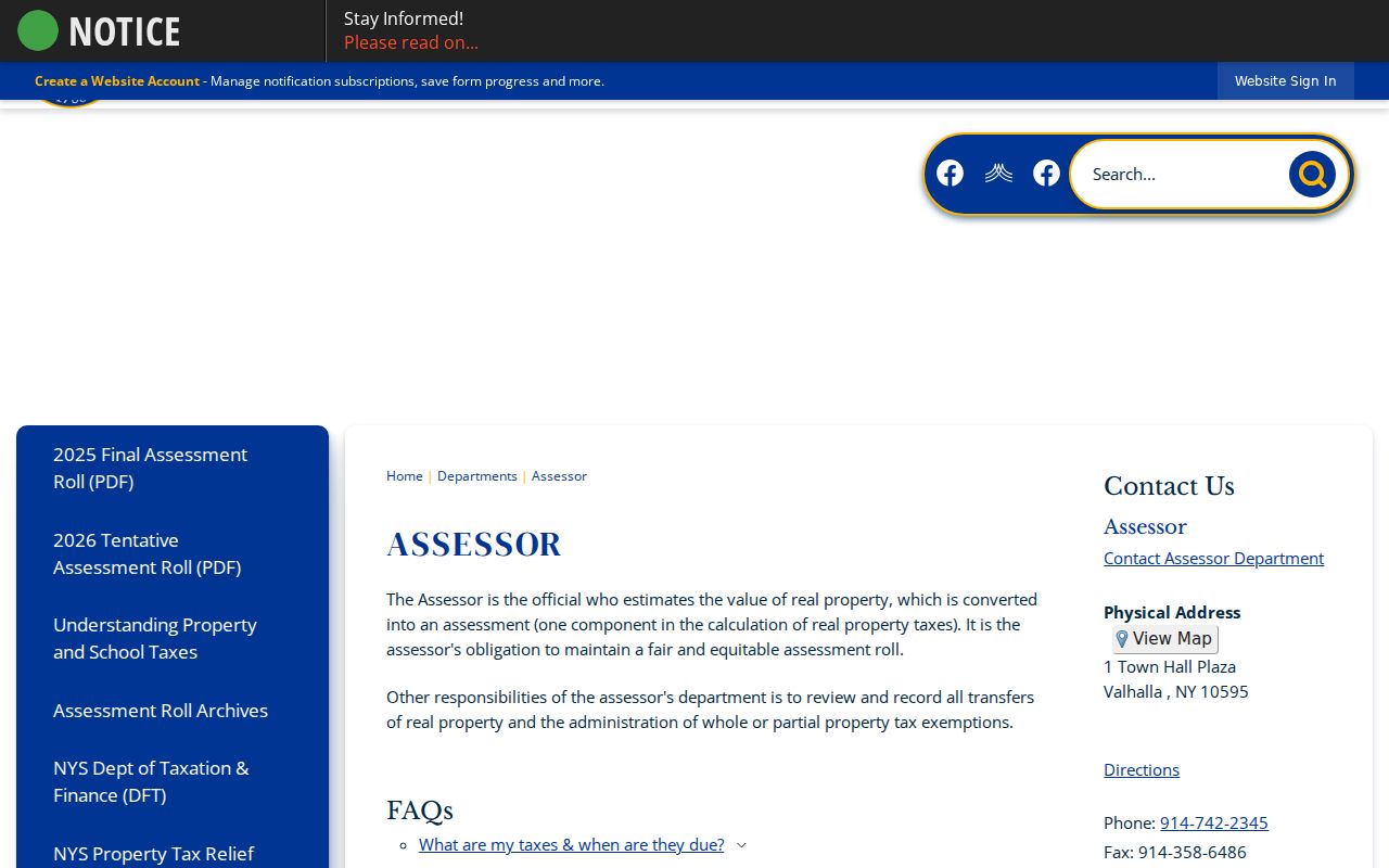 Mount Pleasant residents directory assessment-roll access at the Town Assessor