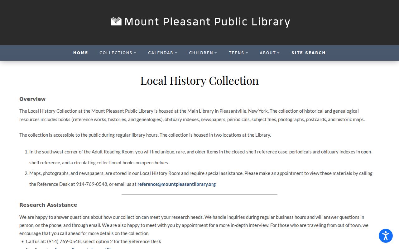 Mount Pleasant previous residents library local-history collection for address research