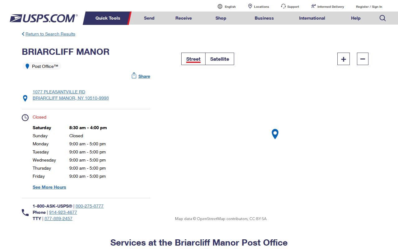 Mount Pleasant ZIP code directory Briarcliff Manor postal route