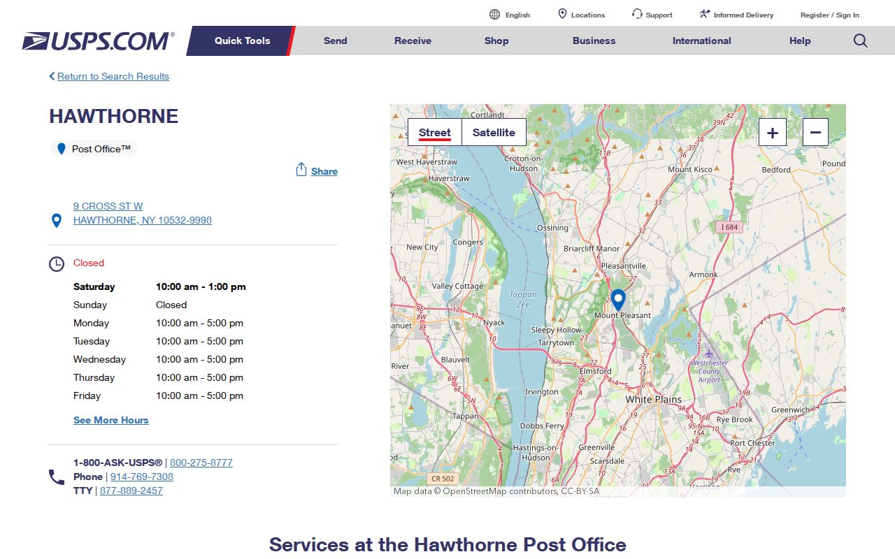 Mount Pleasant ZIP code directory Hawthorne postal route